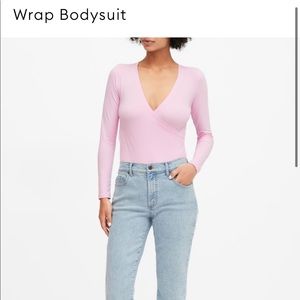 NWOT Pink v-neck wrap bodysuit